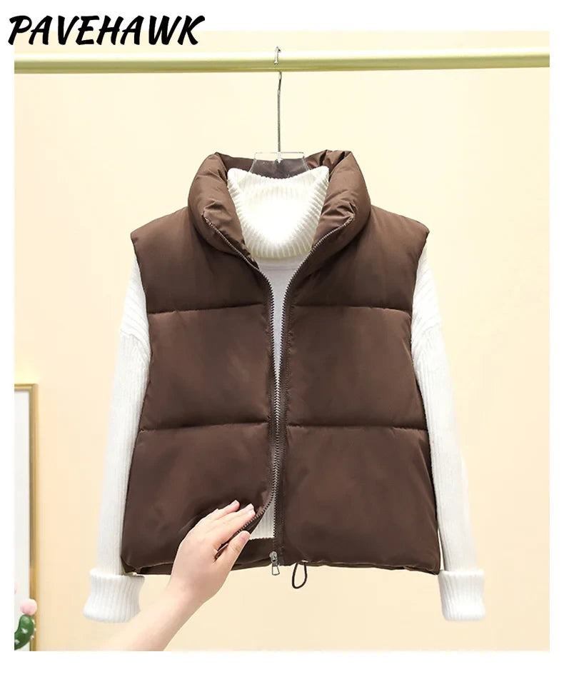 Quilted Stand Collar Down Vest