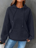 Waffle Knit Drawstring Hoodie
